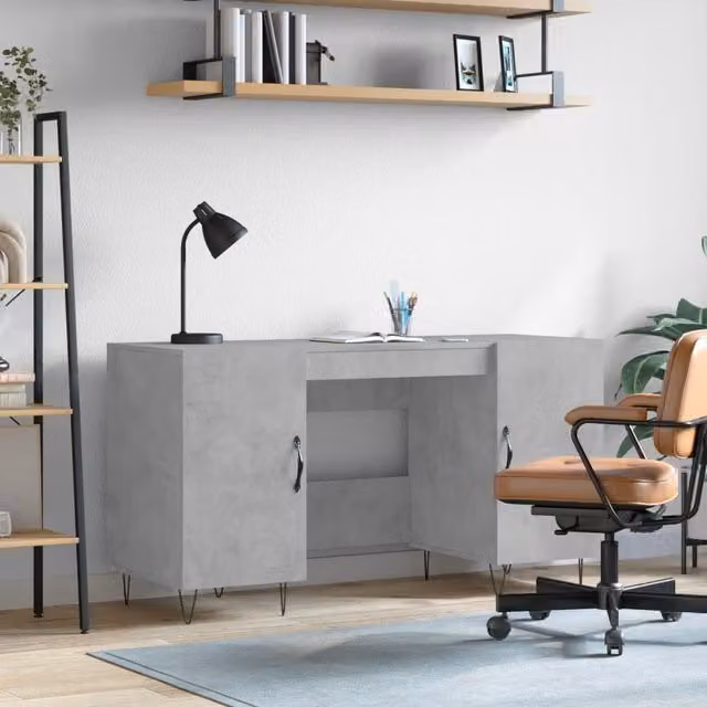 Berkfield Home Industrial Writing Desk in Grey, W/D/H: 140 x 50 x 75 cm