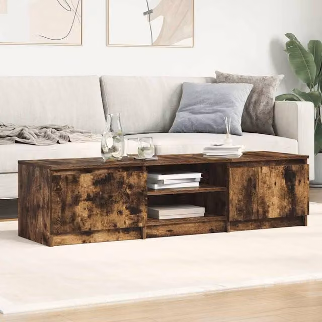 Berkfield Home Smoked Oak TV Cabinet in Brown, W/D/H: 140 x 40 x 35.5 cm – 1