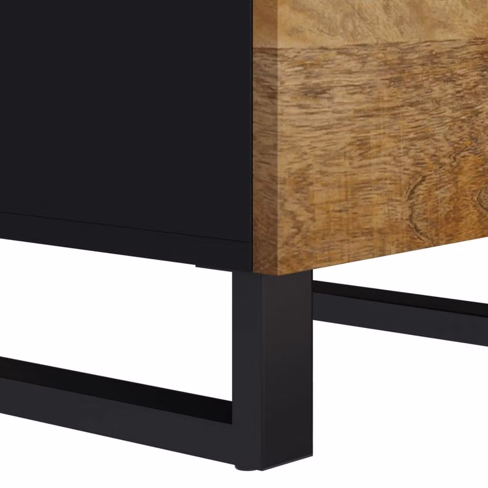 Berkfield Home Mango Wood Sideboard with 3 Drawers in Brown, W/D/H: 40 x 33.5 x 75 cm – 4