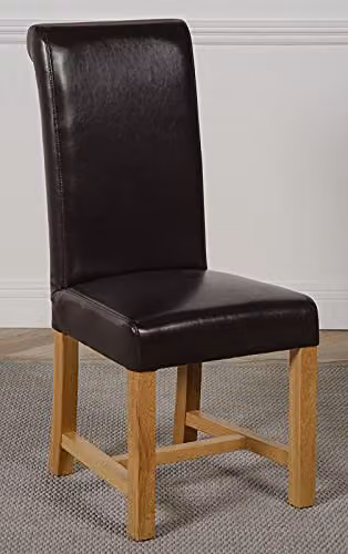 Thats Furniture Dakota Oak Dining Table and 6 Washington Brown Leather Chairs Set, W: 182 cm, D: 92 cm – 3