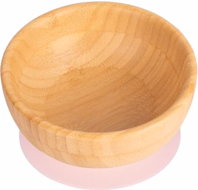Tiny Dining Bamboo Non-Slip Suction Cereal Bowl for Babies and Toddlers in Light Pink – 1