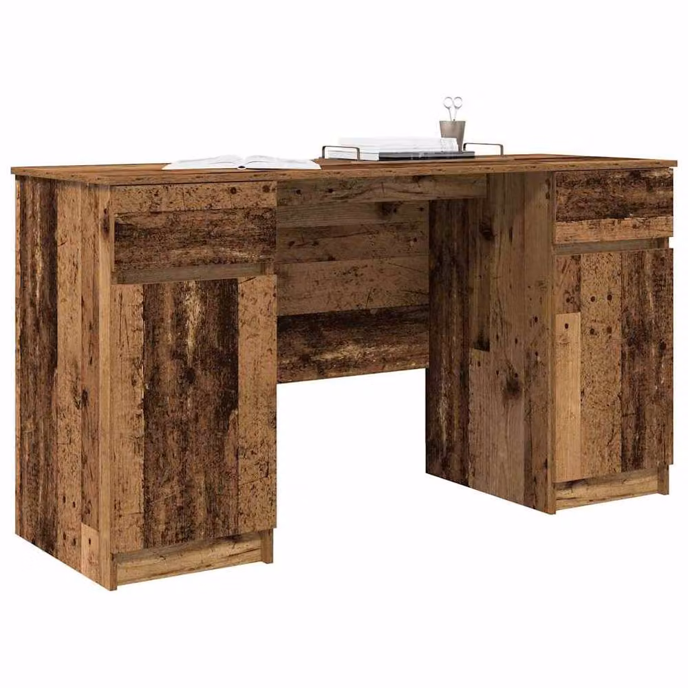 Berkfield Modern Writing Desk in Brown, Engineered Wood, W/D/H: 140 x 49 x 76 cm – 3