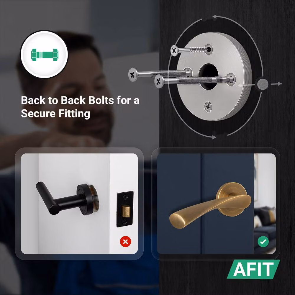 AFIT Antique Brass Door Handle Rose, Sash Lock and Hinges Set in Bronze, 2 Pack – 4