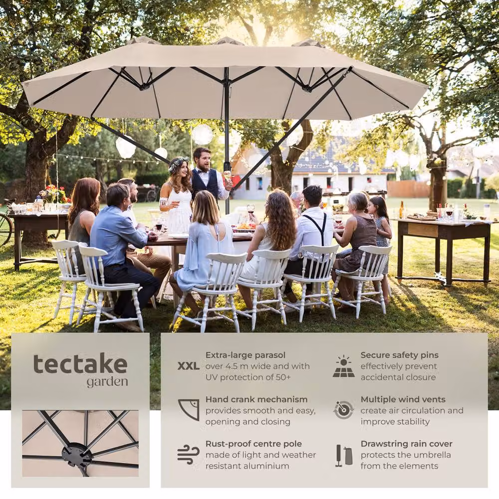 tectake Silia Cantilever Parasol in Beige with Polyester Canopy – 2