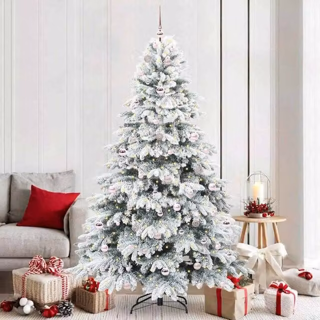 Berkfield Home Artificial Green Christmas Tree with 300 Warm White LEDs, Height: 210 cm – 1