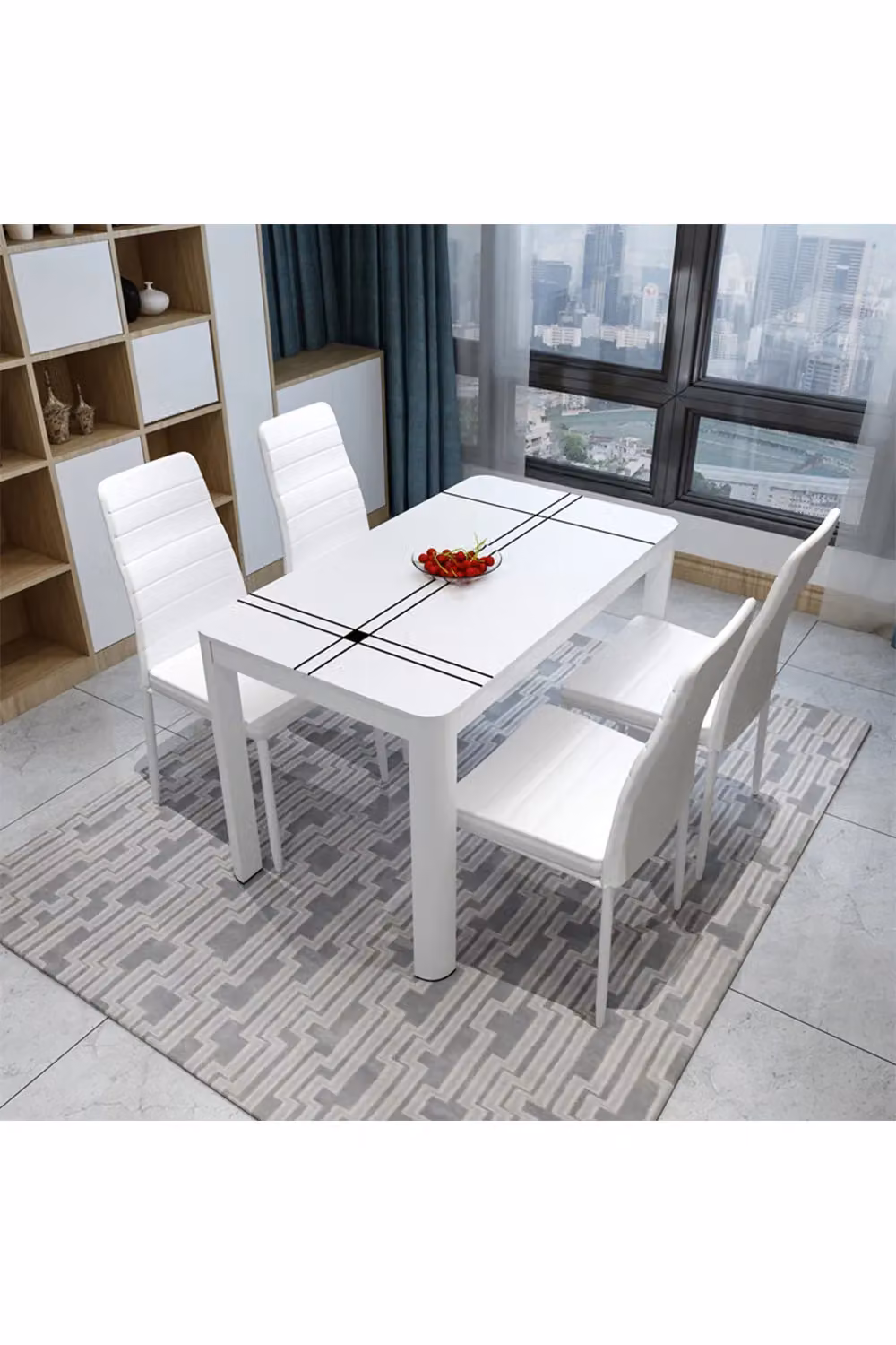 Living and Home Set of 4 Armless Faux Leather Upholstered High Back Dining Chairs in White – 5