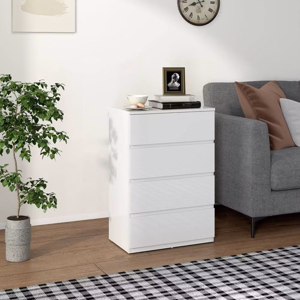 Wyld Haus Elel Modern 4 Drawer Storage Chest in High Gloss White with Soft Close Drawers – 3