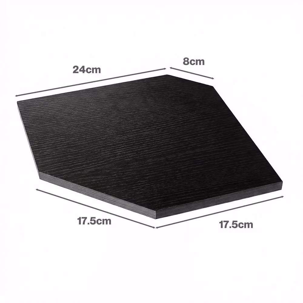 VOGREX Set of 2 Black Matt Wall Mounted Floating Corner Shelves – 2