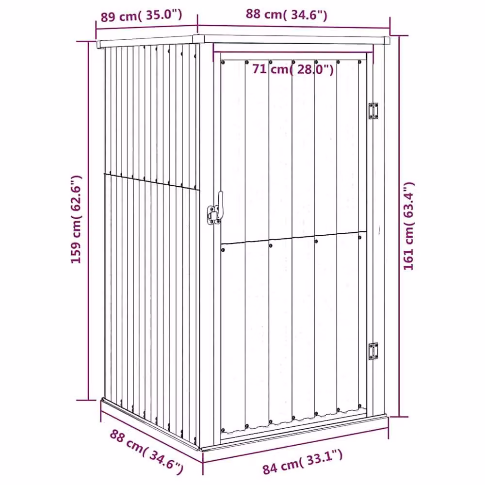 Berkfield Home Brown Tall Garden Tool Shed in Galvanised Steel, W/D/H: 88 x 89 x 161 cm – 3