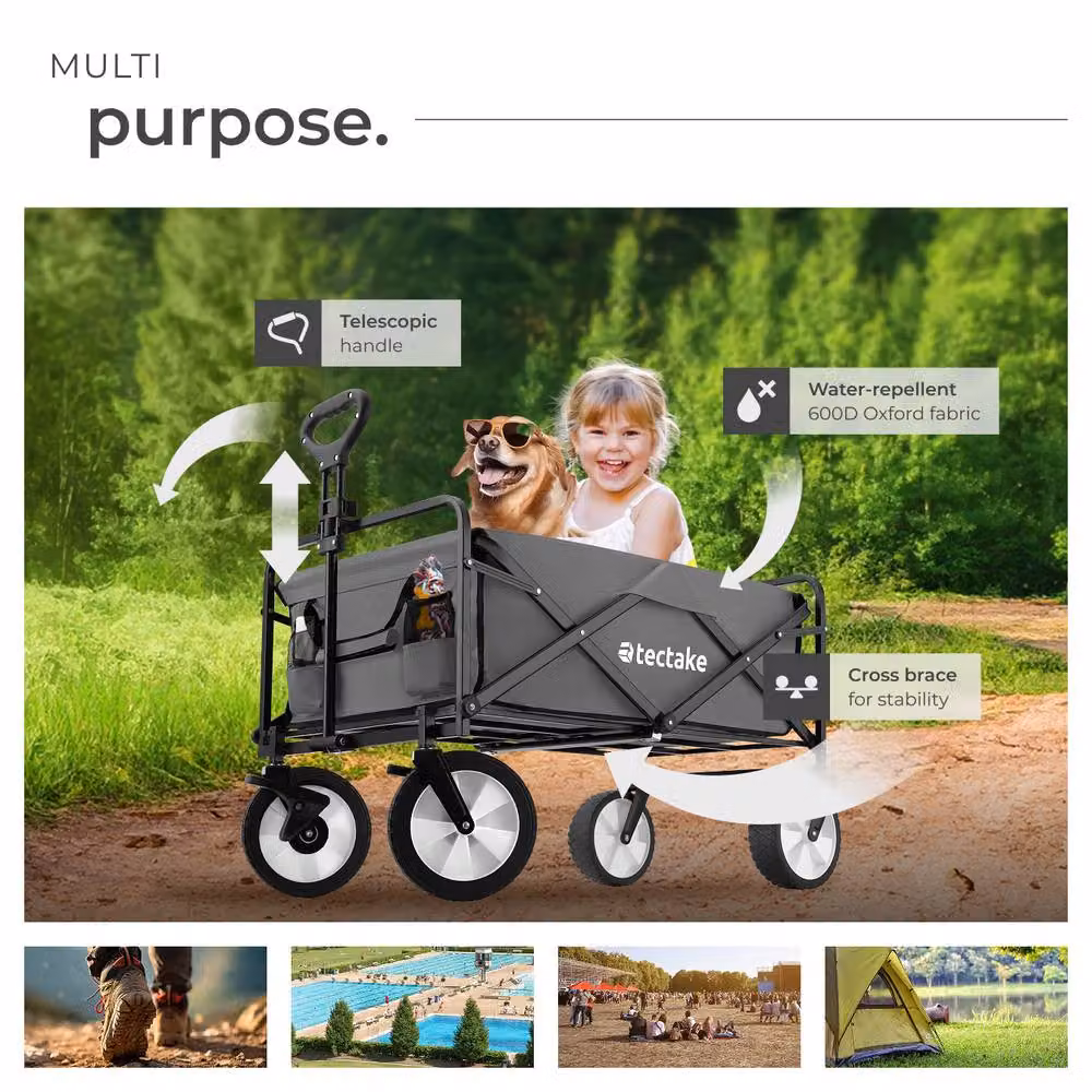 tectake Garden Trolley Leon in Grey Steel – 6