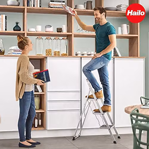 Hailo K30 3-Step Aluminium Household Steps in Black and Silver with 150 kg Capacity – 4