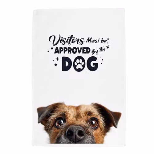 Purely Home Peeping Border Terrier Tea Towel, Multicoloured, W: 67 cm, H: 45 cm