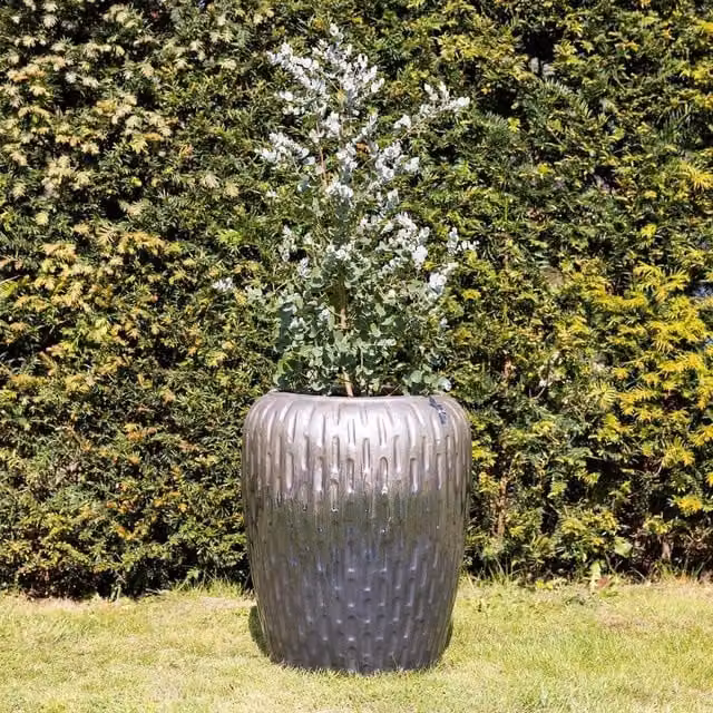 Primrose Two-Tone Textured Terracotta Round Planter, Bronze, Diameter: 53 cm