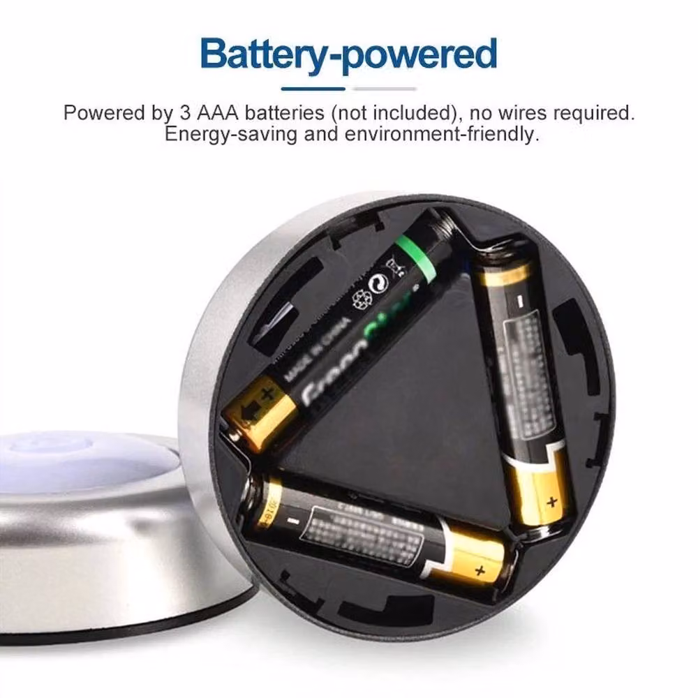 FLAVORA Set of 4 Battery Powered Warm White LED Under Cabinet Lights in Silver – 3