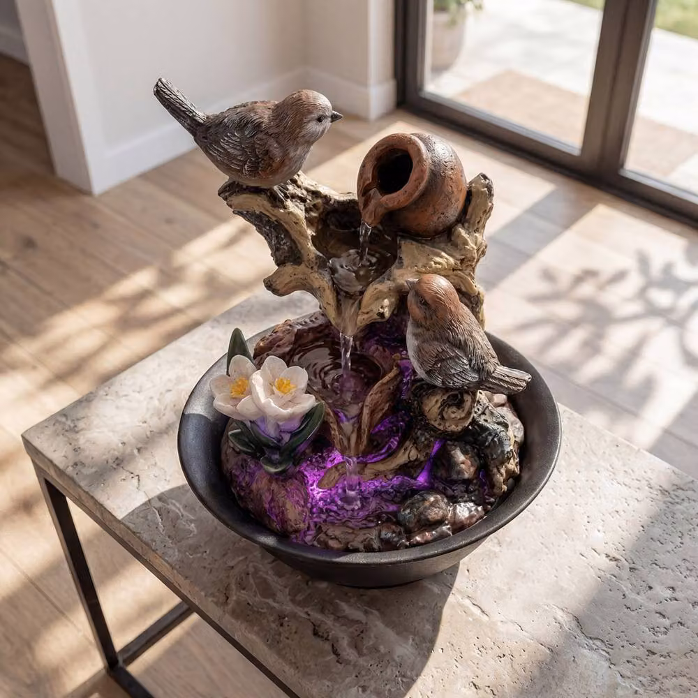 Spector Black Tabletop Indoor Water Feature with LED Light – 2