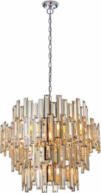 Loops Ceiling Pendant Light in Chrome with Multicolour Champagne Crystal