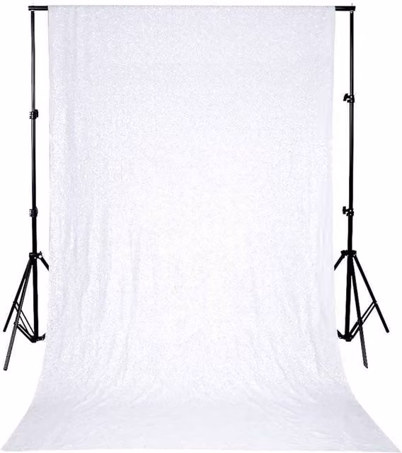 Trimming Shop White Sequin Shiny Glitter Backdrop