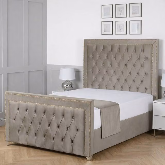 Living Comfort Bedz Metro Upholstered Gas Lift Storage Bed in Light Grey, W/D/H: 90 x 200 cm