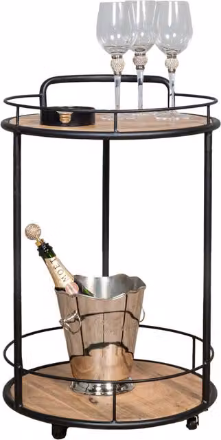 Elm Home And Garden Modern Waxed Mango Wood Drinks Trolley in Brown