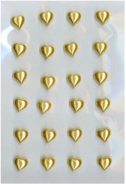 KDMD Gold Pearl Heart Adhesive Paper Stickers, 10 Pack