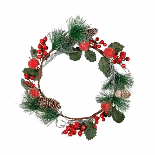 Samuel Alexander Classic Round Hanging Christmas Wreath in Green, Red and Silver, Diameter: 45 cm – 3