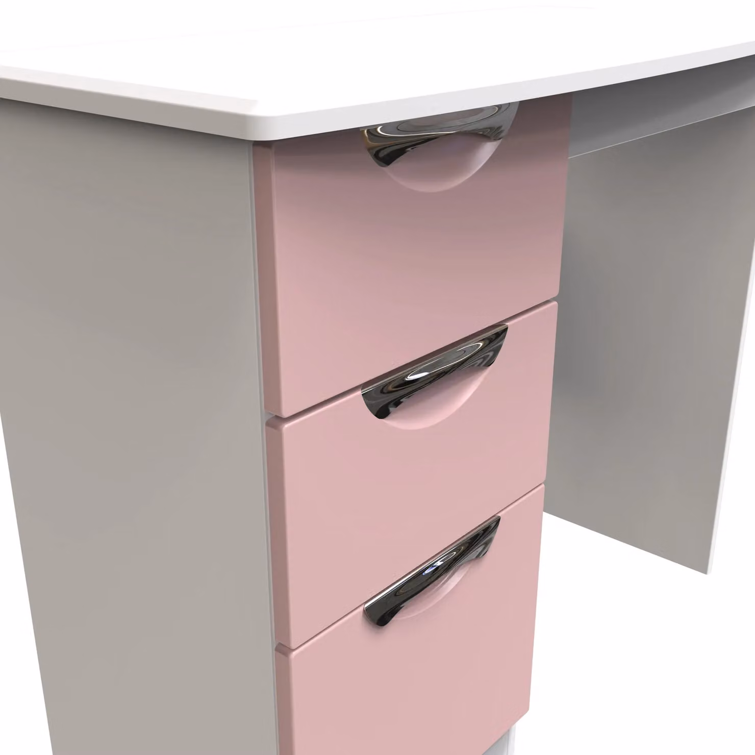 2 U Holborn 3 Drawer Vanity in Dusty Pink, Medium, Ready Assembled – 3