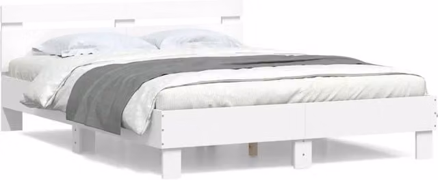 Berkfield Home White Engineered Wood Bed Frame, W: 140 cm, D: 190 cm – 1