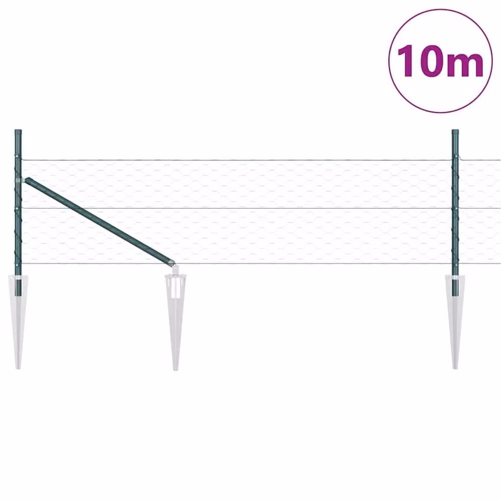 Berkfield Home Green Steel Hexagon Fence, W: 0.4 m, L: 10 m – 2