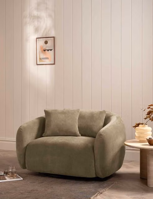 Barker and Stonehouse Cocoon Chenille Swivel Snuggle Chair in Light Grey