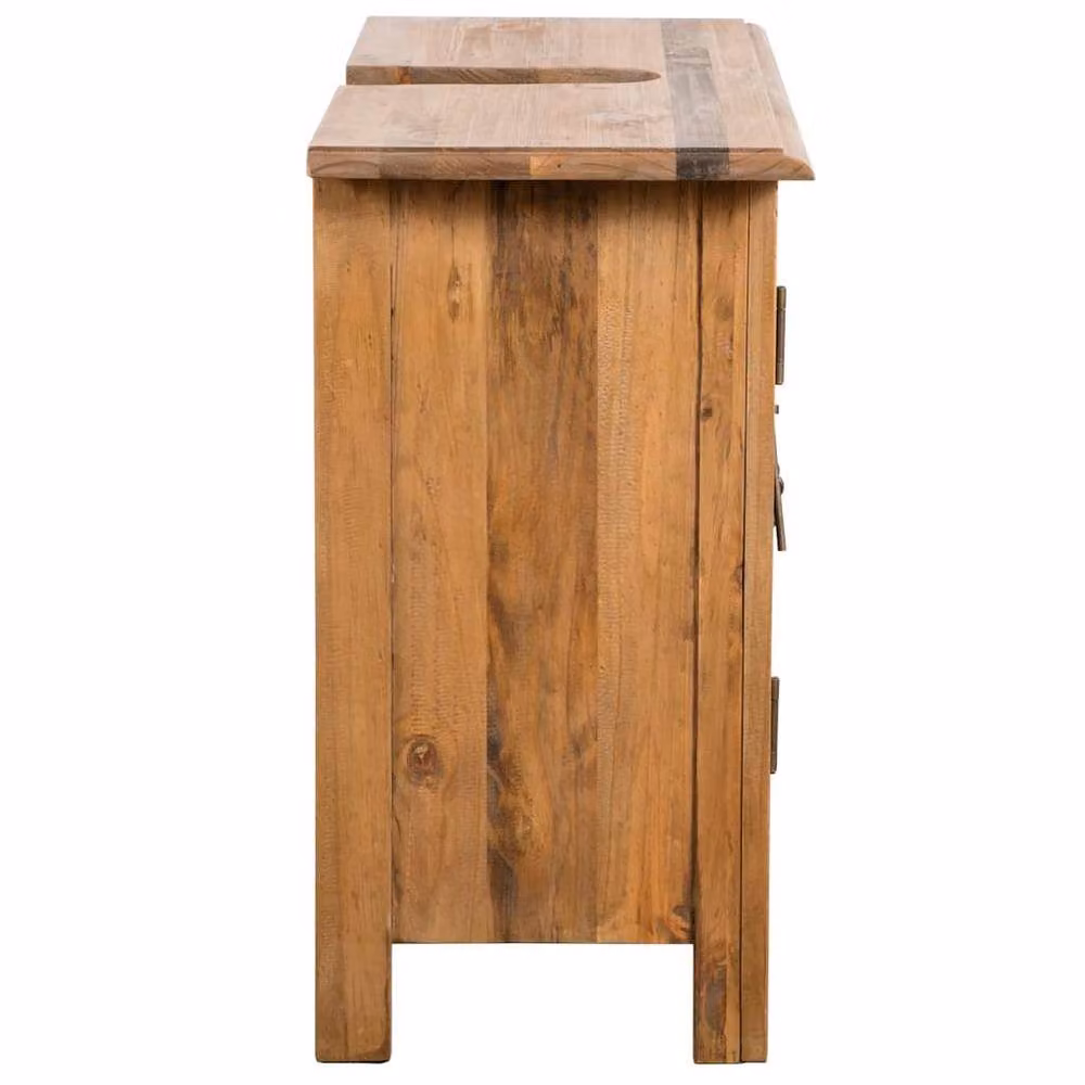 Berkfield Home Durable Solid Pinewood Bathroom Furniture Set in Brown – 3
