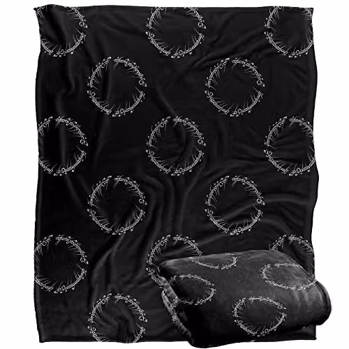 LOGOVISION Lord of the Rings Ring Script Super Soft Fleece Throw Blanket, W/D/H: 152 x 127 cm, Multicolour