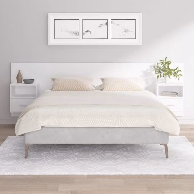 Berkfield Home Classic Bed Headboard with Integrated Nightstands and Side Compartments in White Engineered Wood