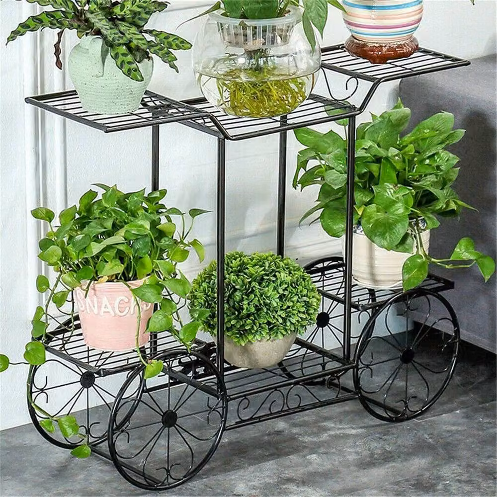 Kelvenix Iron Thicken 6 Position Metal Planter in Black – 4