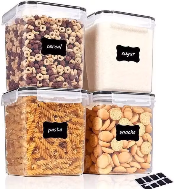 EONLION 4 Pack Large Airtight and Leakproof Food Storage Containers in Transparent Plastic and Silicone