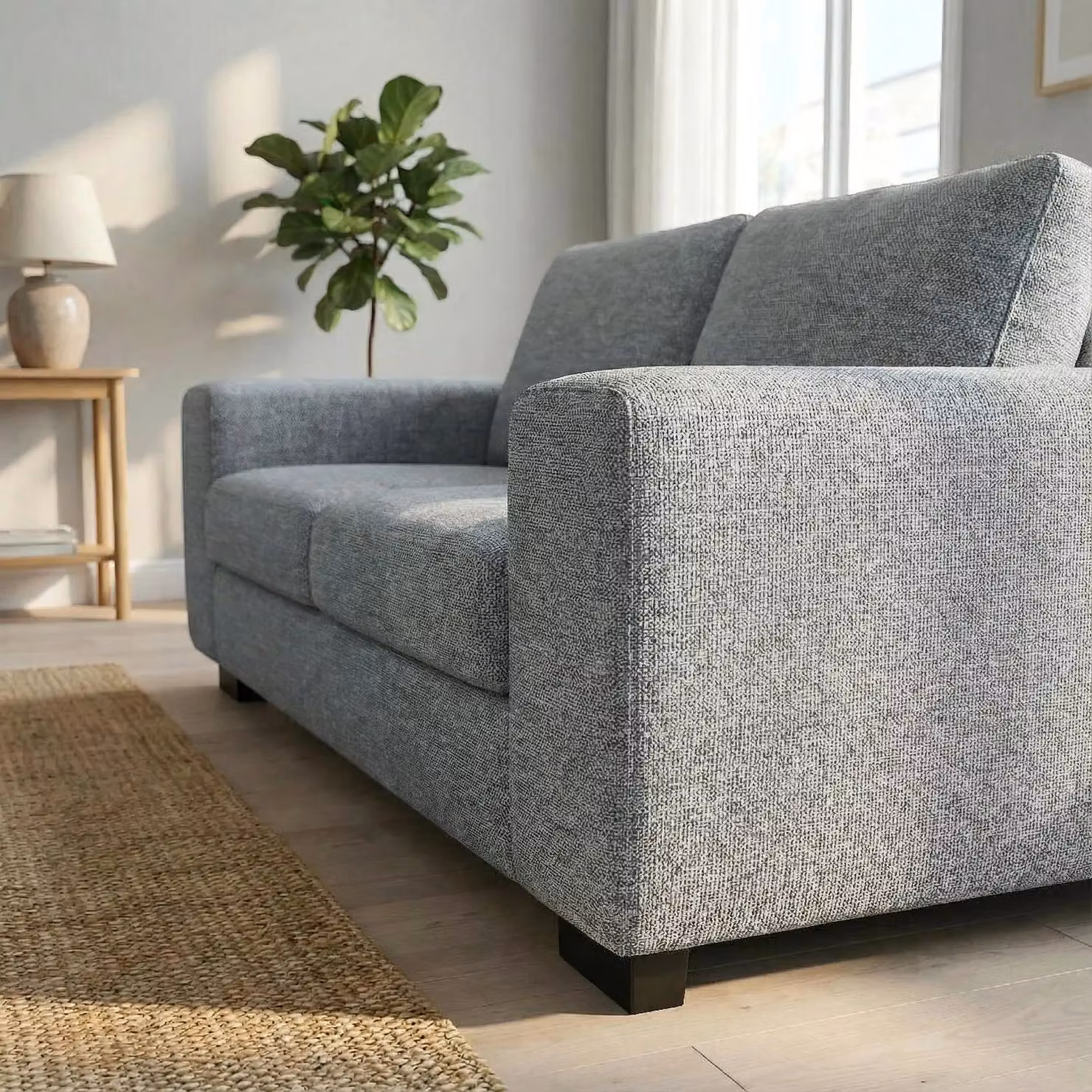 Abakus Direct Boston 2 Seater Fabric Sofa in Grey with Solid Wood Frame and Spring Core, W/D/H: 160 x 95 x 83 cm – 3