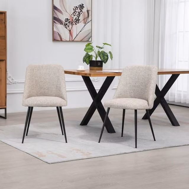 Artemis Home Morandi Fabric Dining Chairs, Set of 2, Brown, W/D/H: 54 x 46 x 81 cm