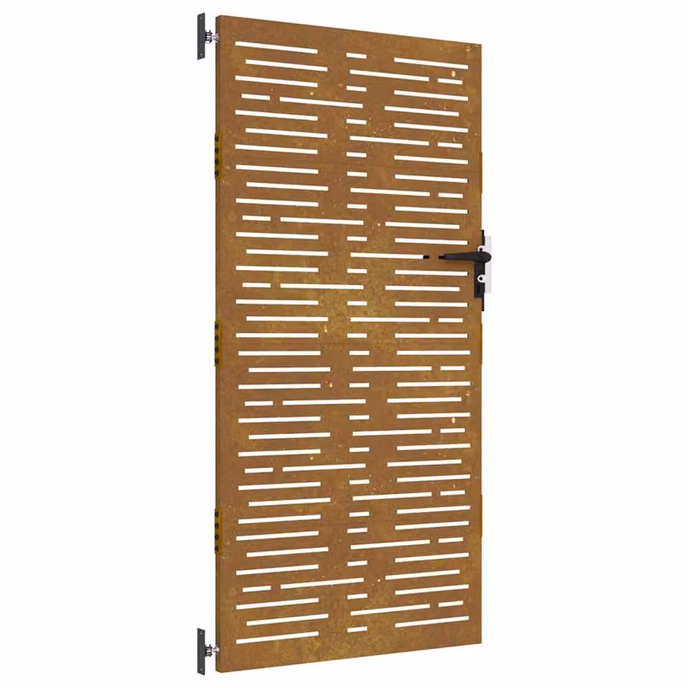 Berkfield Home Beautiful Garden Gate in Brown Corten Steel with Square Design, W: 85 cm, H: 175 cm – 2
