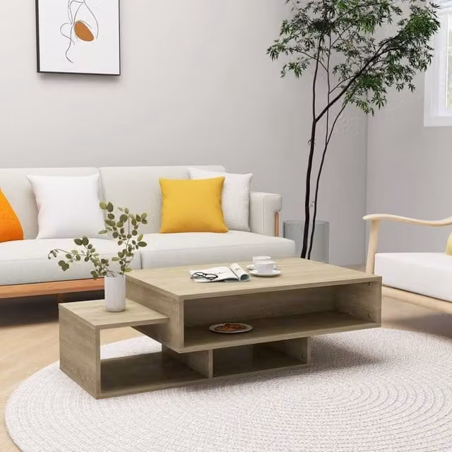 Berkfield Home Sonoma Oak Coffee Table in Brown, W/D/H: 105 x 55 x 32 cm