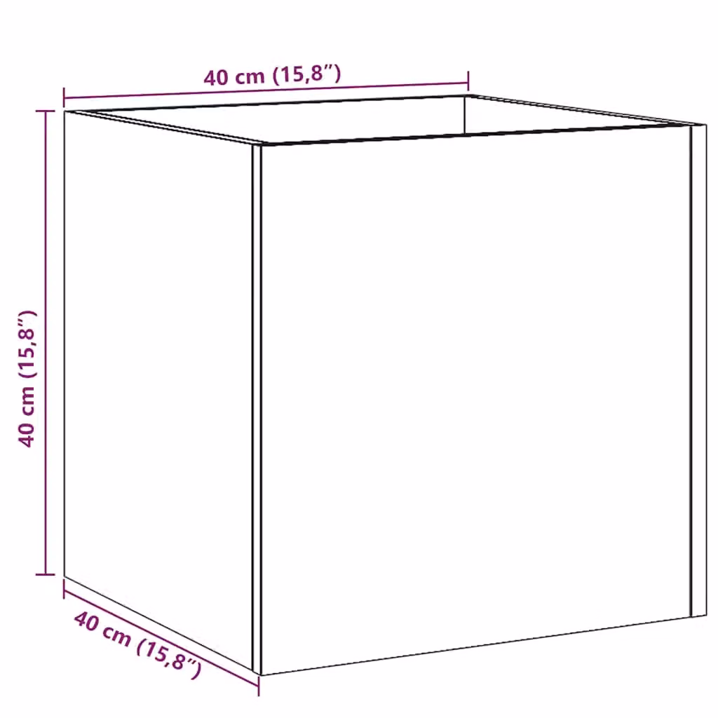 Berkfield Home Rustic Square Planter Box in Brown Wood, W/D/H: 40 x 40 x 40 cm – 4