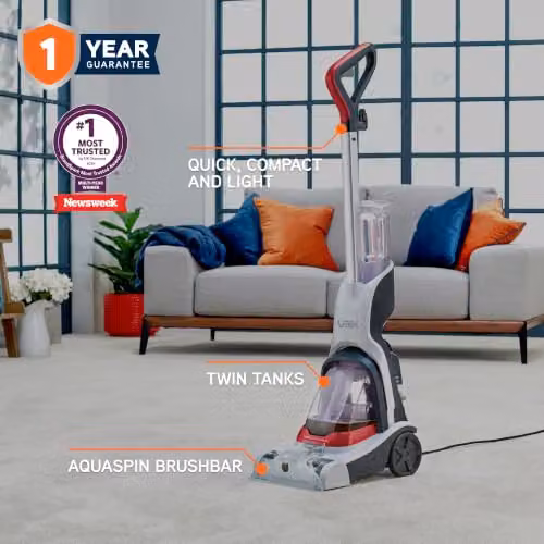 Vax Compact Power Plus Upright Carpet Shampooer Machine CDCW-CPXP in White, Grey and Red – 2