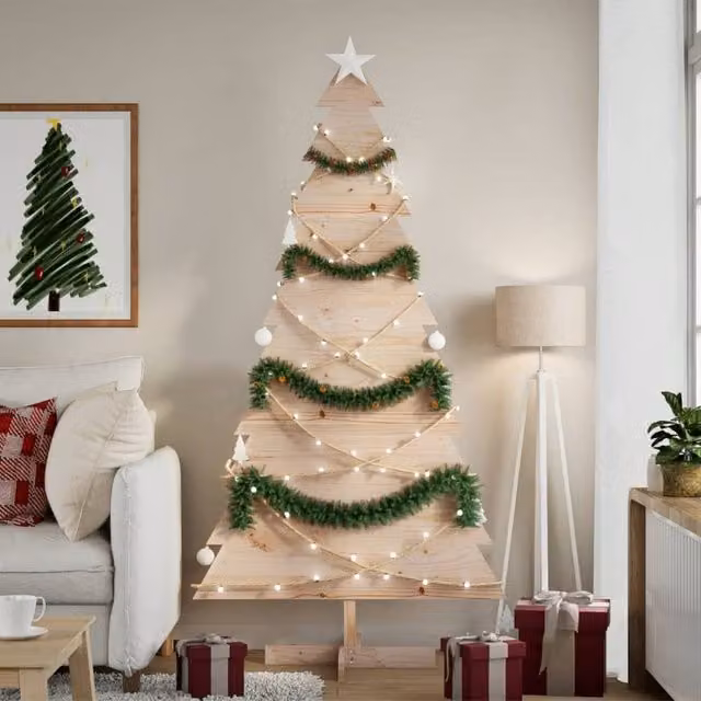 Berkfield Home Rustic Brown Solid Wood Pine Christmas Tree, Height: 180 cm – 1