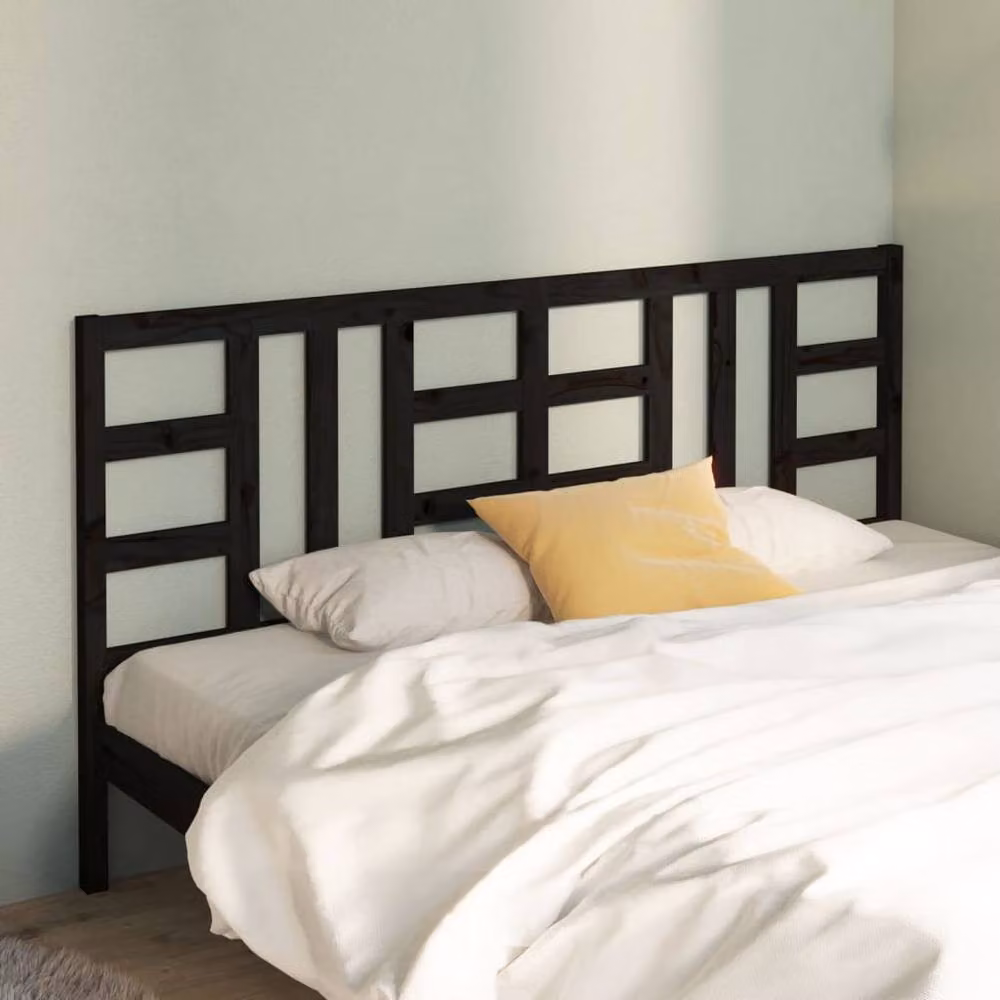 Berkfield Home Black Rustic Solid Pine Wood Bed Headboard W/D/H: 206 x 4 x 100 cm – 2
