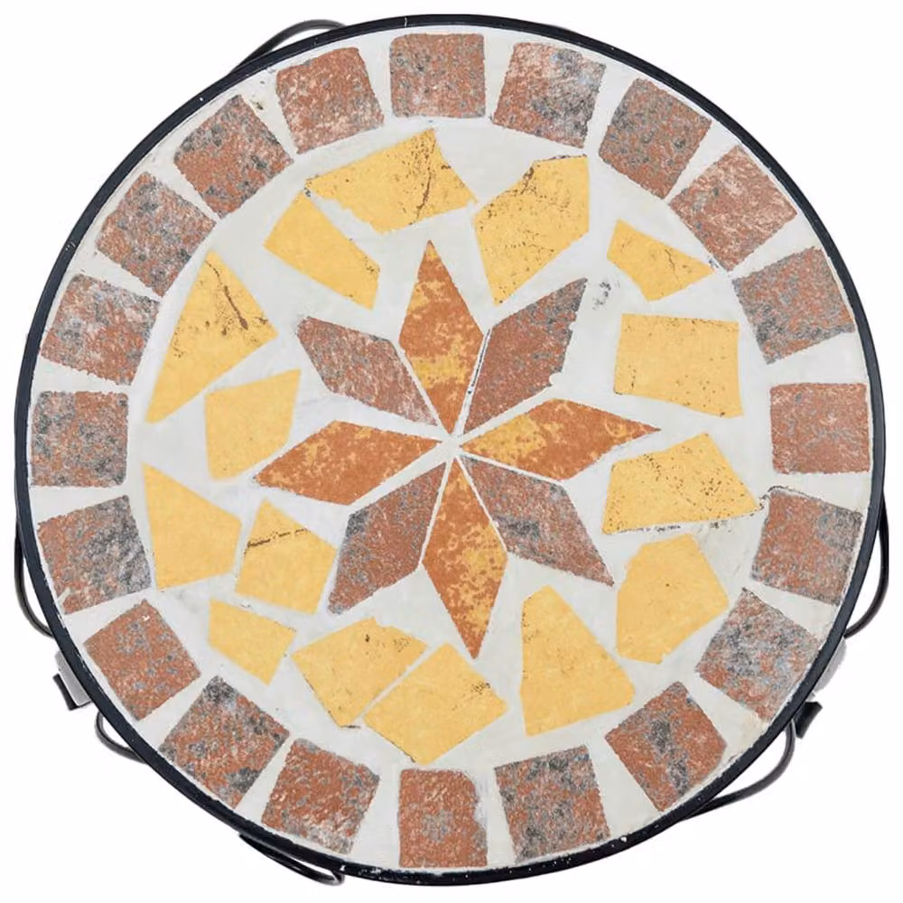 Berkfield Home Set of 3 Mediterranean Geometric Ceramic and Metal Plant Stands in Terracotta and White – 4