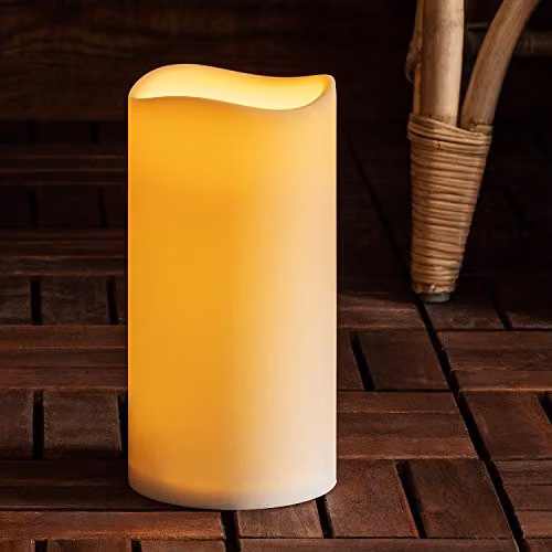 Lights4fun Large White Waterproof Flameless LED Pillar Candle with Timer and Flicker Effect, Height: 22.5 cm, Diameter: 11.5 cm – 1