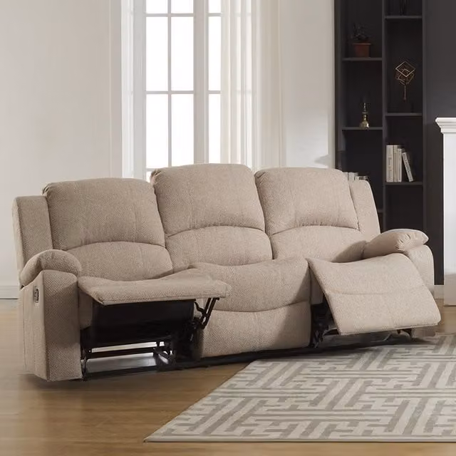 Artemis Home Marldon 3 Seat Reclining Sofa in Beige Fabric