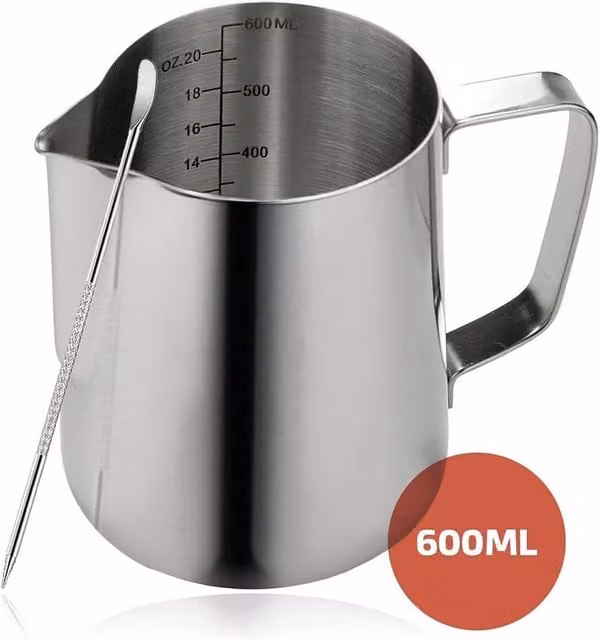 SPETLEK Stainless Steel Round Milk Jug in Silver, 600ml – 1