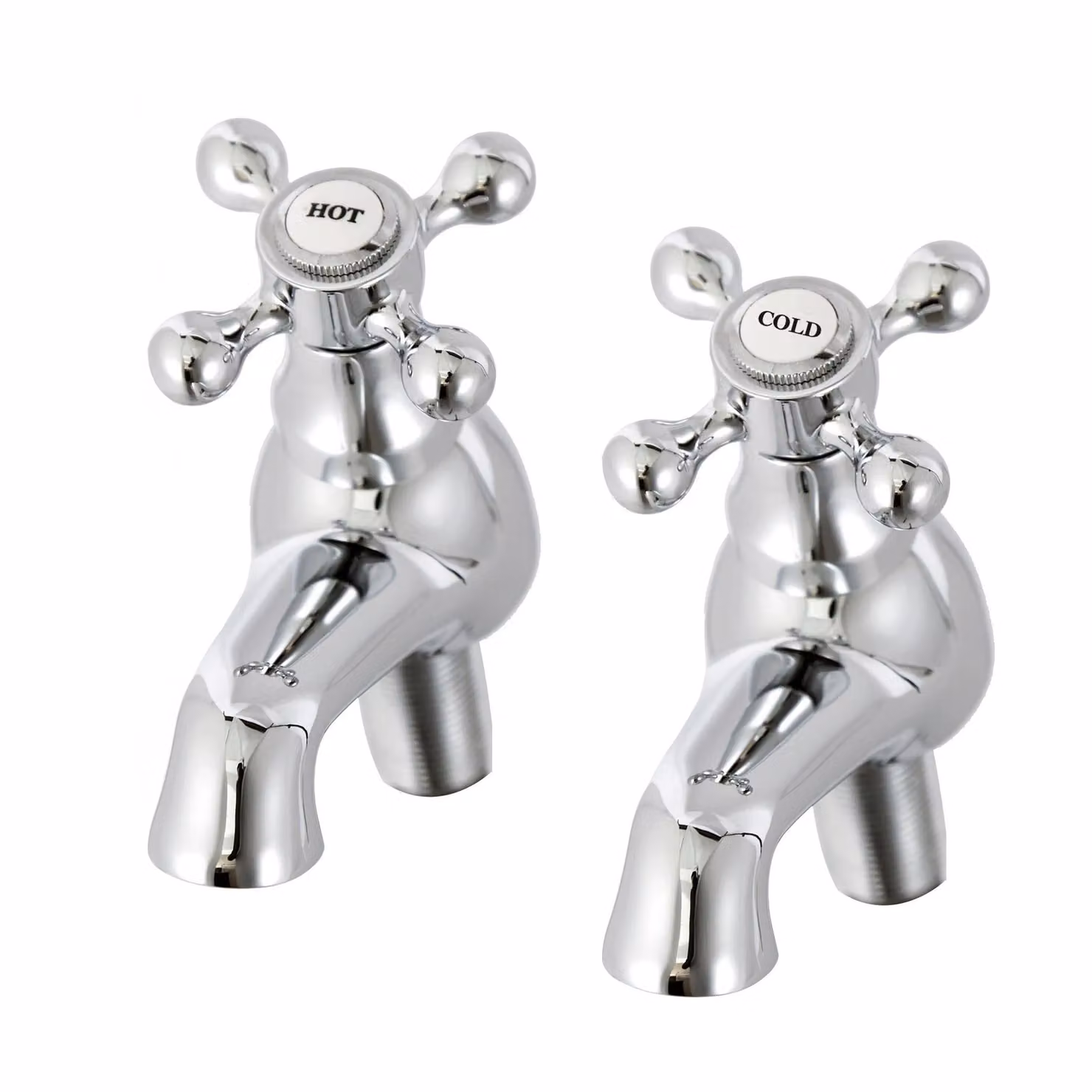 BATHWEST Victorian Two-Handle Basin Pillar Taps in Chrome Silver – 4