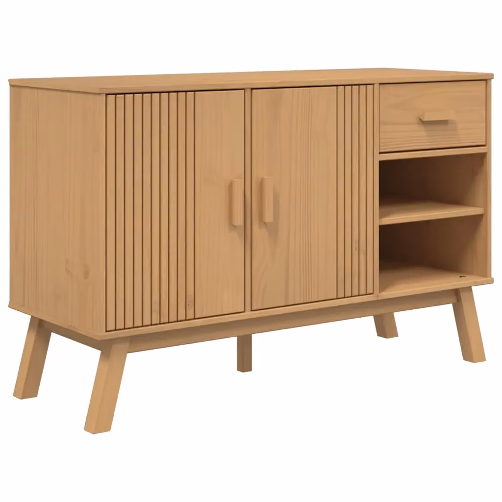 Berkfield Home Olden Sideboard in Brown Solid Wood Pine, W/D/H: 114 x 43 x 73.5 cm – 2