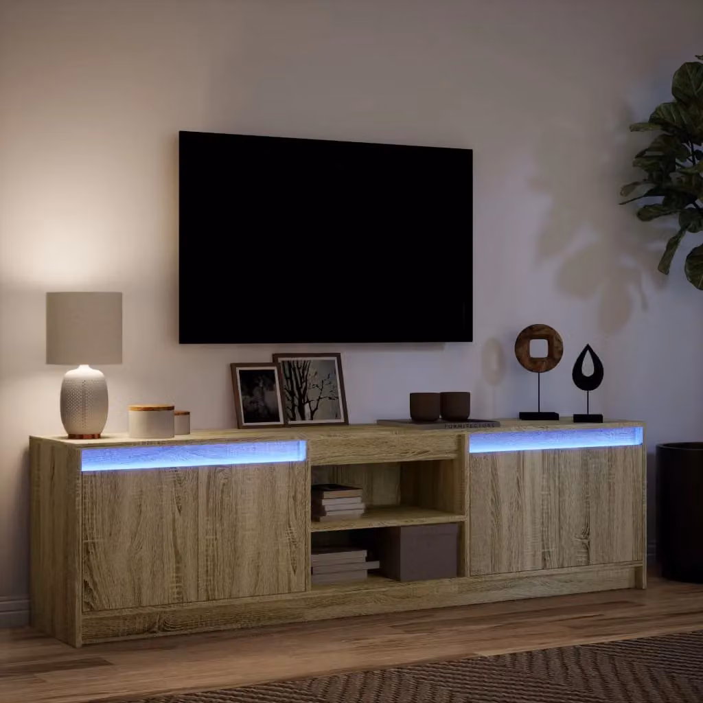 Berkfield Home Modern TV Cabinet with LED in Sonoma Oak Brown, W/D/H: 180 x 50 x 34 cm – 3