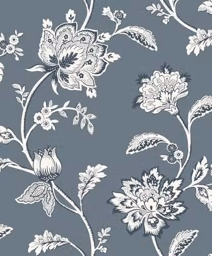 Fine Decor FD43453 Juliette Blue Floral Botanical Washable Wallpaper Roll